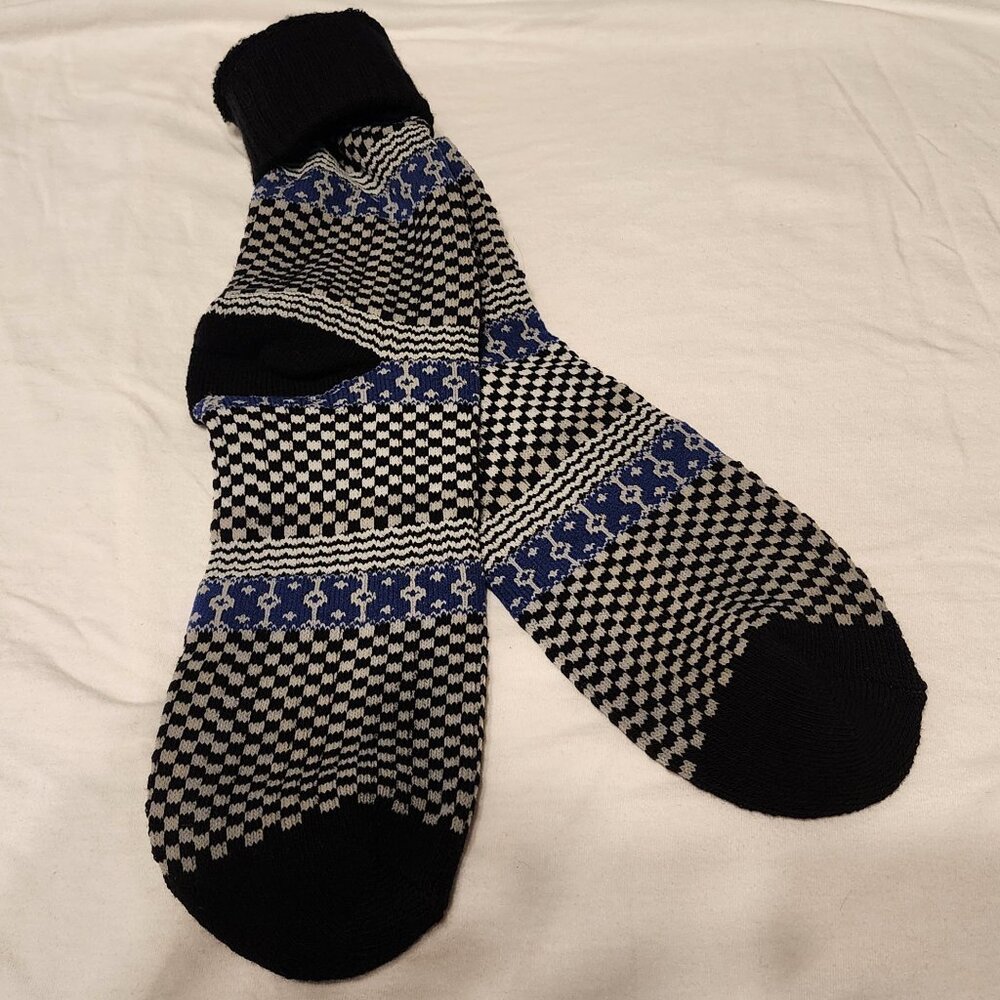 Nordic Socks “Tore” Black/Gray/Blue Patterned Crew Socks – NWOT – Men’s 13–15.5